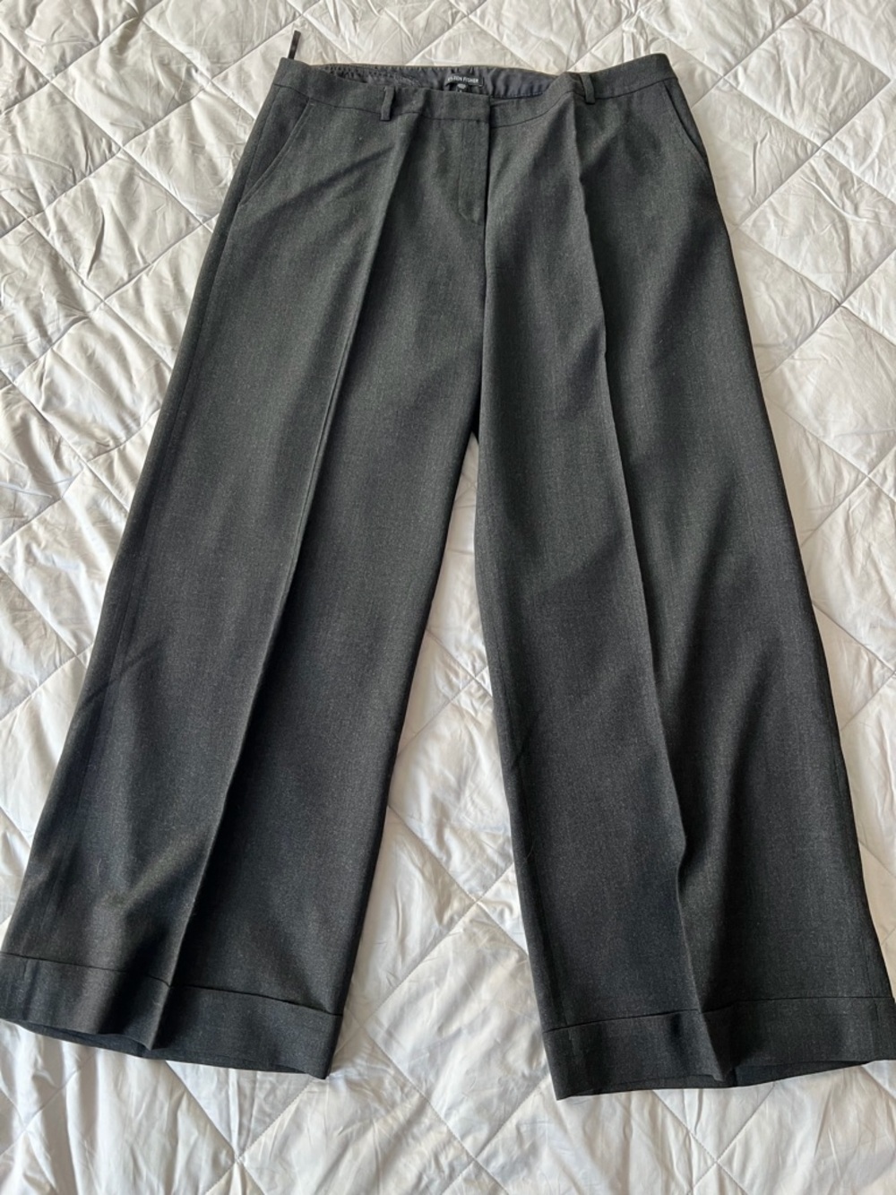 Eileen Fisher Women’s Charcoal Wide Legged Cuffed Dress Pants